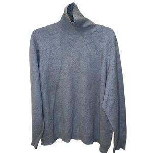 Lands' End QUALITY 100% Cashmere rich powder blue WOMAN PLUS turtleneck sweater